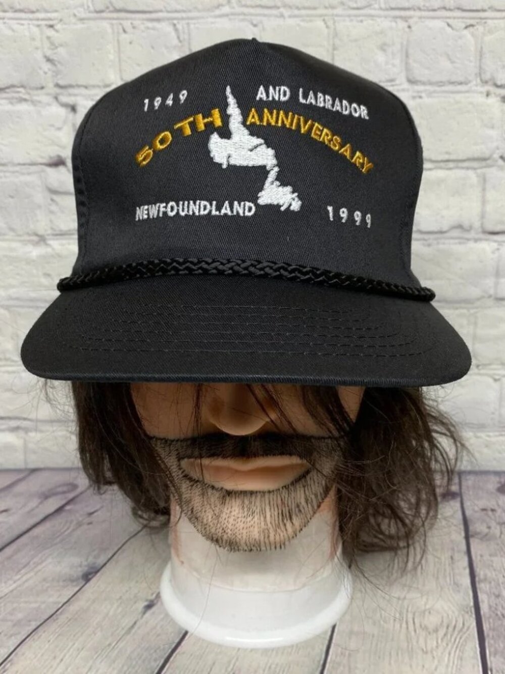 Vintage New Found Land 50th Anniversary 1999 Trucker Hat Rope Cap Snapback Black